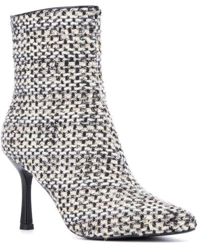 New York & Company Ricki Fabric Pointy Ankle Boots - White