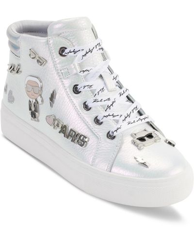 Karl Lagerfeld Catty Lace-up Embellished High-top Sneakers - White