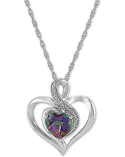 Macy's Birthstone Gemstone & Diamond Accent Heart Pendant Necklace - Black