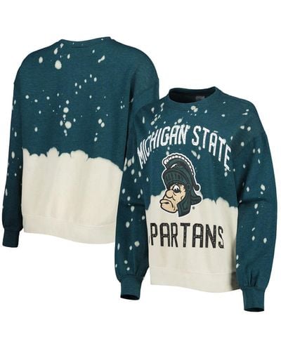 Gameday Couture Michigan State Spartans Twice As Nice Faded Dip-dye Pullover Long Sleeve Top - Green