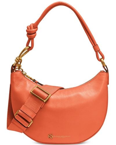 Donna Karan Roslyn Small Leather Hobo Bag - Orange