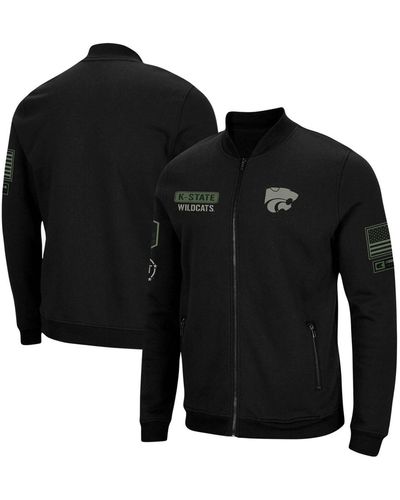 Colosseum Athletics Kansas State Wildcats Oht Military-inspired Appreciation High-speed Bomber Full-zip Jacket - Black