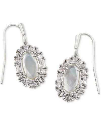 Kendra Scott Crystal-framed Mother-of-pearl Drop Earrings - Metallic