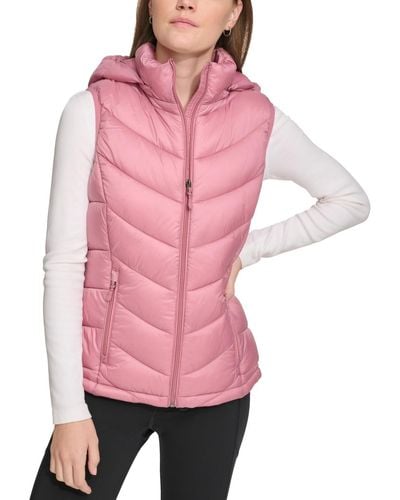 Charter Club Packable Hooded Puffer Vest - Pink