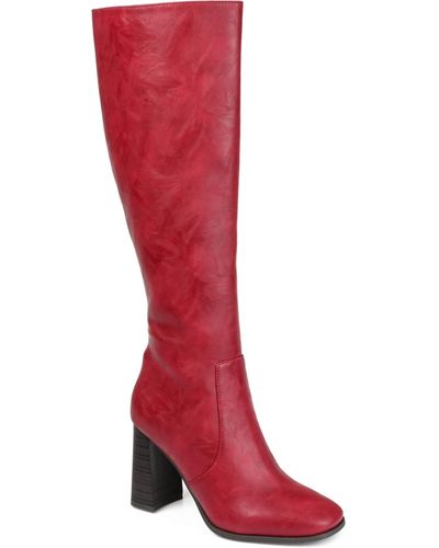 Journee Collection Karima Wide Calf Knee High Boots - Red