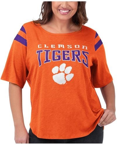G-III 4Her by Carl Banks Clemson Tigers Plus Size Linebacker Half-sleeve T-shirt - Orange