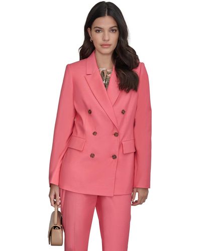 DKNY Double-breasted Long-sleeve Blazer - Pink