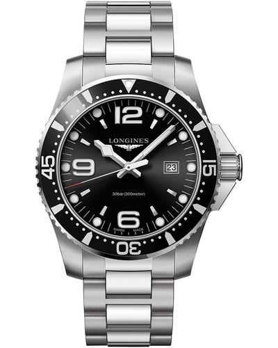 Longines Swiss Hydroconquest Stainless Steel Bracelet Watch 44mm L38404566 - Metallic