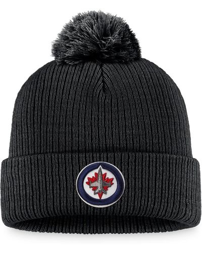 Fanatics Winnipeg Jets Core Primary Logo Cuffed Knit Hat - Black
