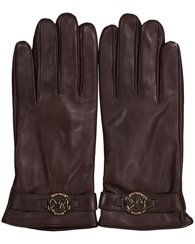 Michael Kors Michael Leather Logo Ornament Gloves - Brown
