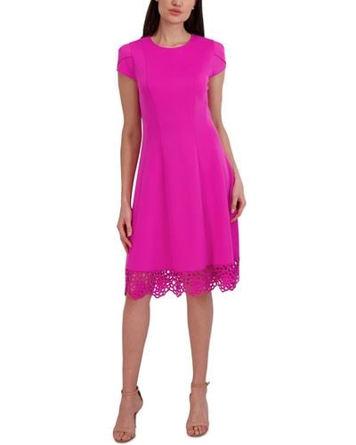 Donna Ricco Round-neck Sleeveless Fit & Flare Dress - Pink