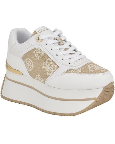Guess Camrio Casual Double Platform Lace Up Sneakers - White