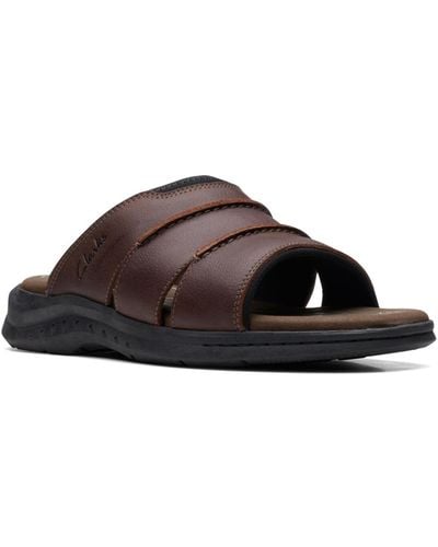 Clarks Leather Walkford Easy Slide Sandals - Brown