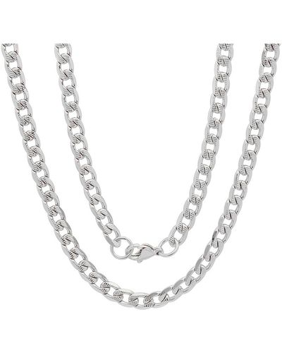Steeltime Stainless Steel Accented 6mm Cuban Chain 24" Necklaces - Metallic