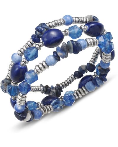 Style & Co. 3-pc. Set Mixed Bead Stretch Bracelets - Blue
