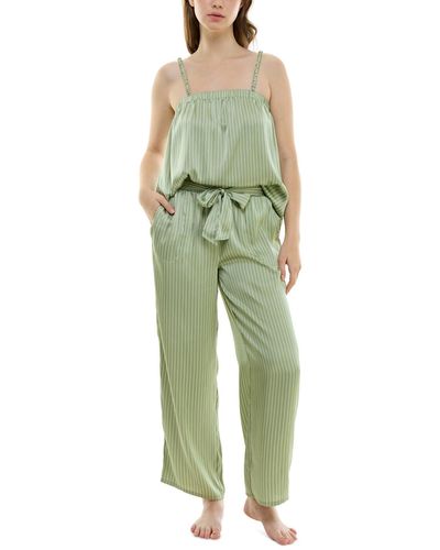 Roudelain 2-pc. Satin Lace-trim Pajamas Set - Green