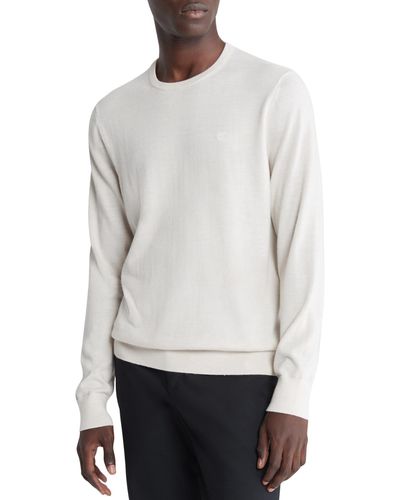 Calvin Klein Extra Fine Merino Wool Blend Sweater - White