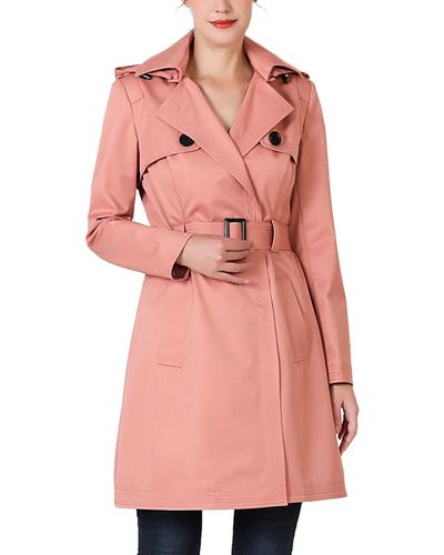 Kimi + Kai Angie Water Resistant Hooded Trench Coat - Pink
