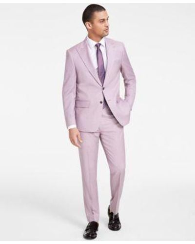 Calvin Klein Slim Fit Wool Blend Stretch Sharkskin Suit Separates - Pink
