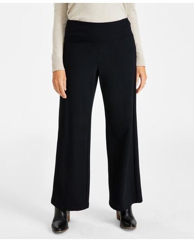 Style & Co. Ponte-knit Wide Leg Pants - Black