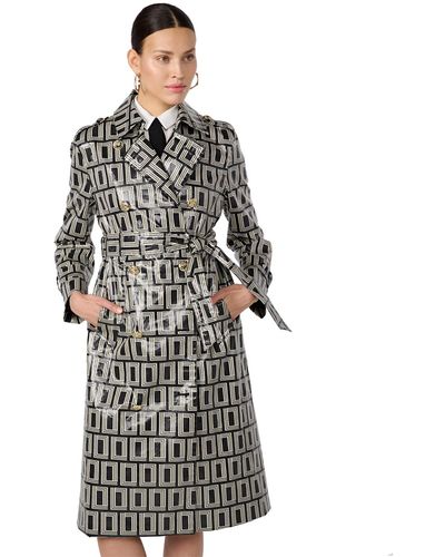 Karl Lagerfeld Double-breasted Printed Trench Coat - Gray