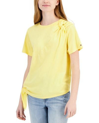Tommy Hilfiger Side-tie Short-sleeve Top - Yellow