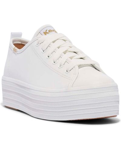 Keds Triple Up Leather Platform Casual Sneakers From Finish Line - White