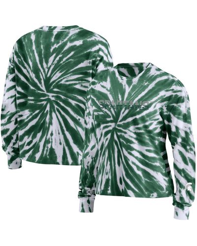 WEAR by Erin Andrews Michigan State Spartans Tie-dye Long Sleeve T-shirt - Green