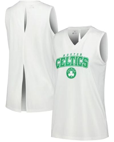 Levelwear Boston Celtics Paisley Peekaboo Tank Top - White