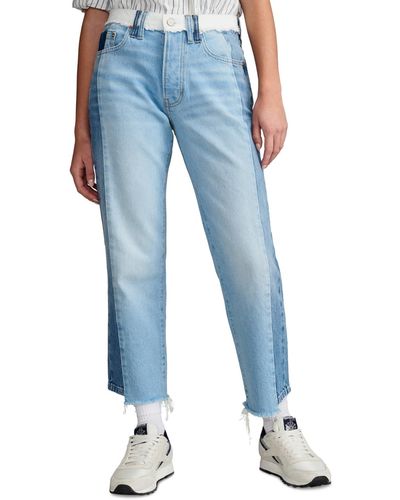 Lucky Brand 90s Loose Crop Spliced Jeans - Blue
