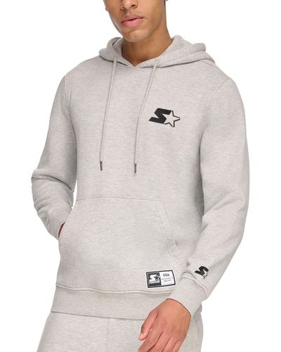Starter Classic-fit Embroidered Logo Fleece Hoodie - Gray