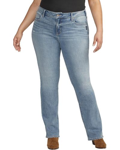 Silver Jeans Co. Plus Size Elyse Mid Rise Slim Bootcut Jeans - Blue