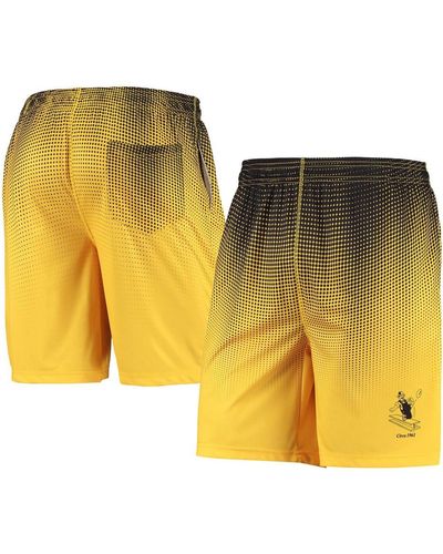 FOCO Black And Gold-tone Pittsburgh Steelers Historic Logo Pixel Gradient Training Shorts - Yellow