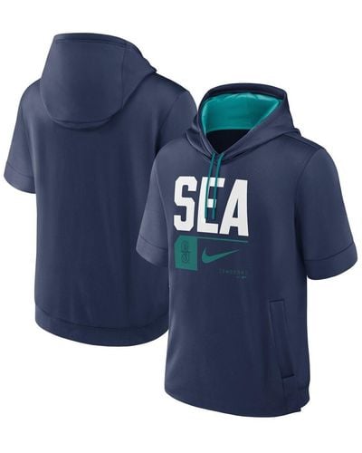 Nike Navy Seattle Mariners Tri Code Lockup Short Sleeve Pullover Hoodie - Blue