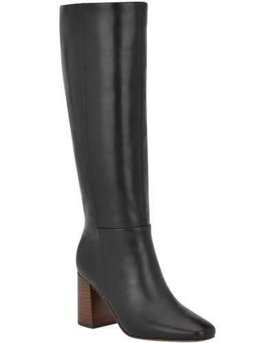 Calvin Klein Arista Block Heel Square Toe Dress Boots - Black