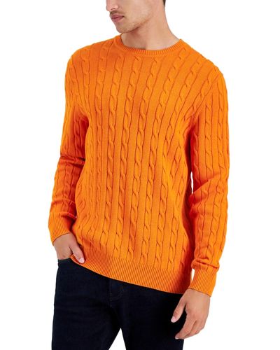 Club Room Cable-knit Cotton Sweater - Orange
