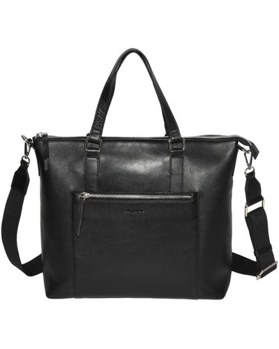 Club Rochelier Ladies Large Leather Crossbody Business Tote Bag - Black