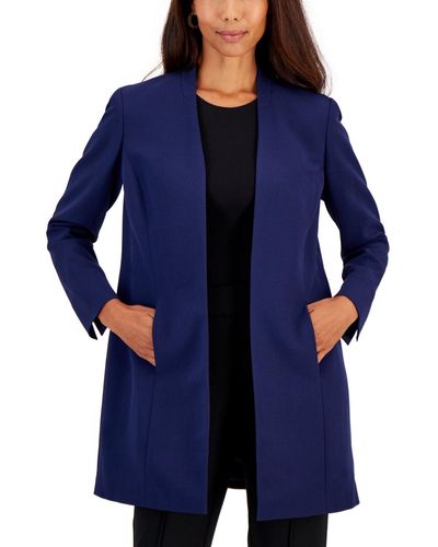 Kasper Open-front Topper Jacket - Blue