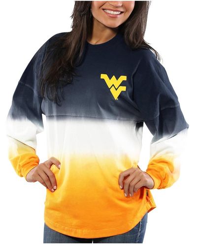 Spirit Jersey West Virginia Mountaineers Ombre Long Sleeve Dip-dyed - Blue