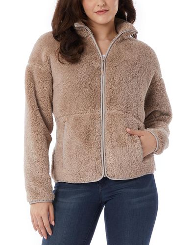 32 Degrees Fleece Front-zipper Drop-shoulder Sweatshirt - Multicolor