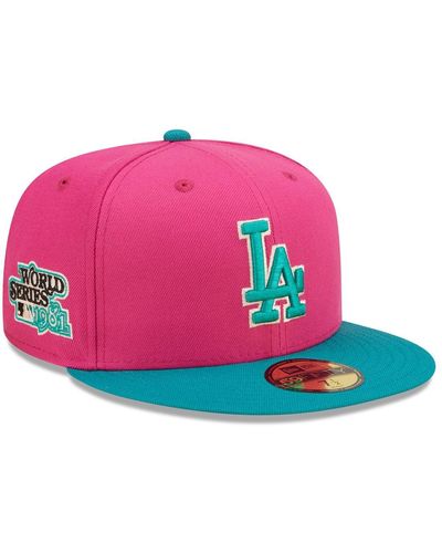 KTZ Pink, Green Los Angeles Dodgers Cooperstown Collection 1981 World Series Passion Forest 59fifty Fitted Hat