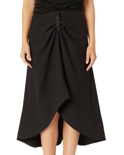 Adrienne Landau Embellished Gathered High-low Midi Skirt - Black