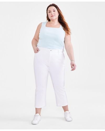 Style & Co. Plus Size Mid-rise Curvy Capri Jeans - White
