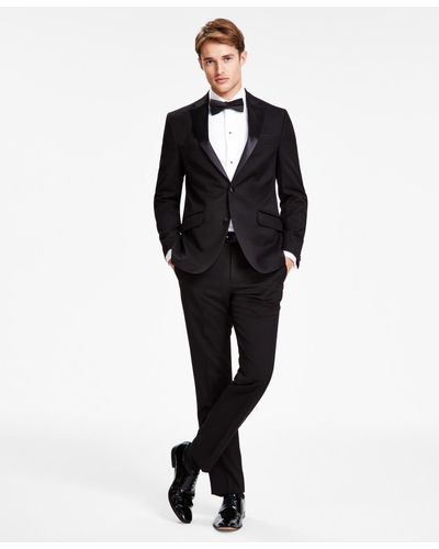 Kenneth Cole Slim-fit Ready Flex Tuxedo Suit - Black