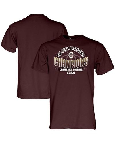 Blue 84 Charleston Cougars 2023 Caa Basketball Conference Tournament Champions Locker Room T-shirt - Red