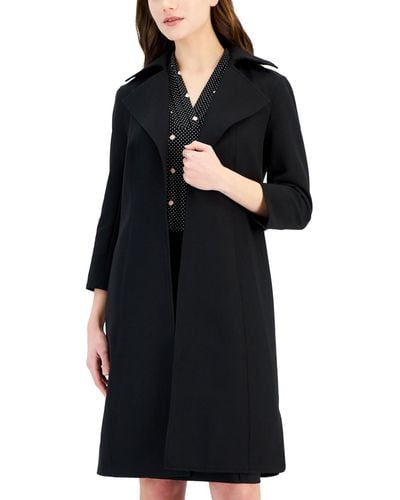 Anne Klein Wide-collar 3/4-sleeve Kissing Coat Topper - Black