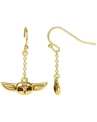Star Wars Disney The Mandalorian Grogu Gold Plated Dangle Earrings - Metallic