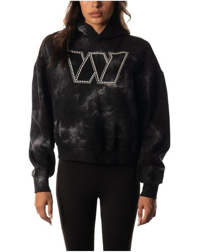 The Wild Collective Washington Commanders Tie-dye Cropped Pullover Hoodie - Black