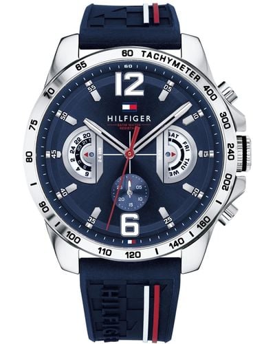 Tommy Hilfiger Analogue Watch Navy Dial And Silicone Strap - Blue
