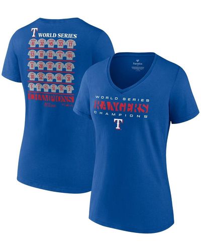 Fanatics Texas Rangers 2023 World Series Champions Jersey Roster V-neck T-shirt - Blue
